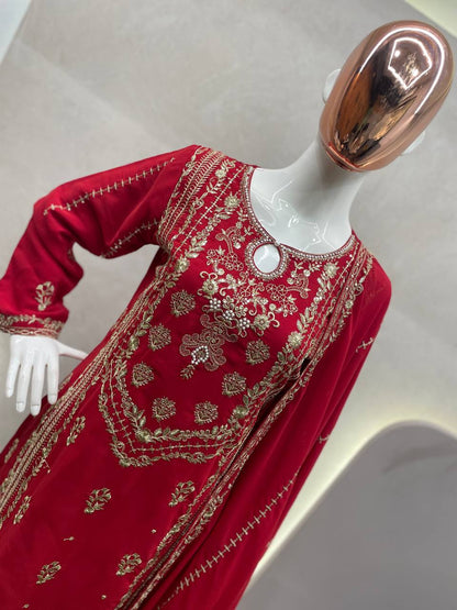 Rusty Red Kurta Pant Set