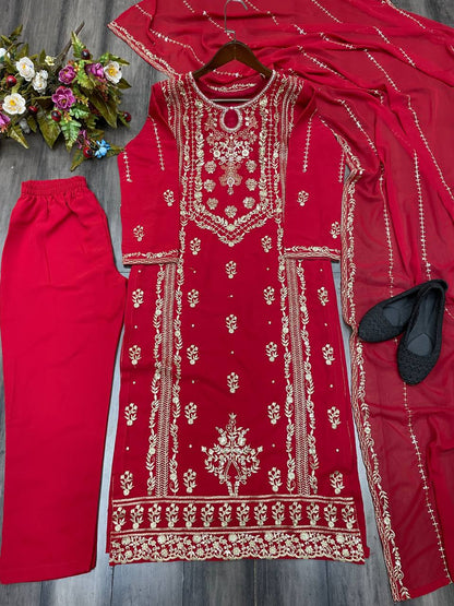 Rusty Red Kurta Pant Set