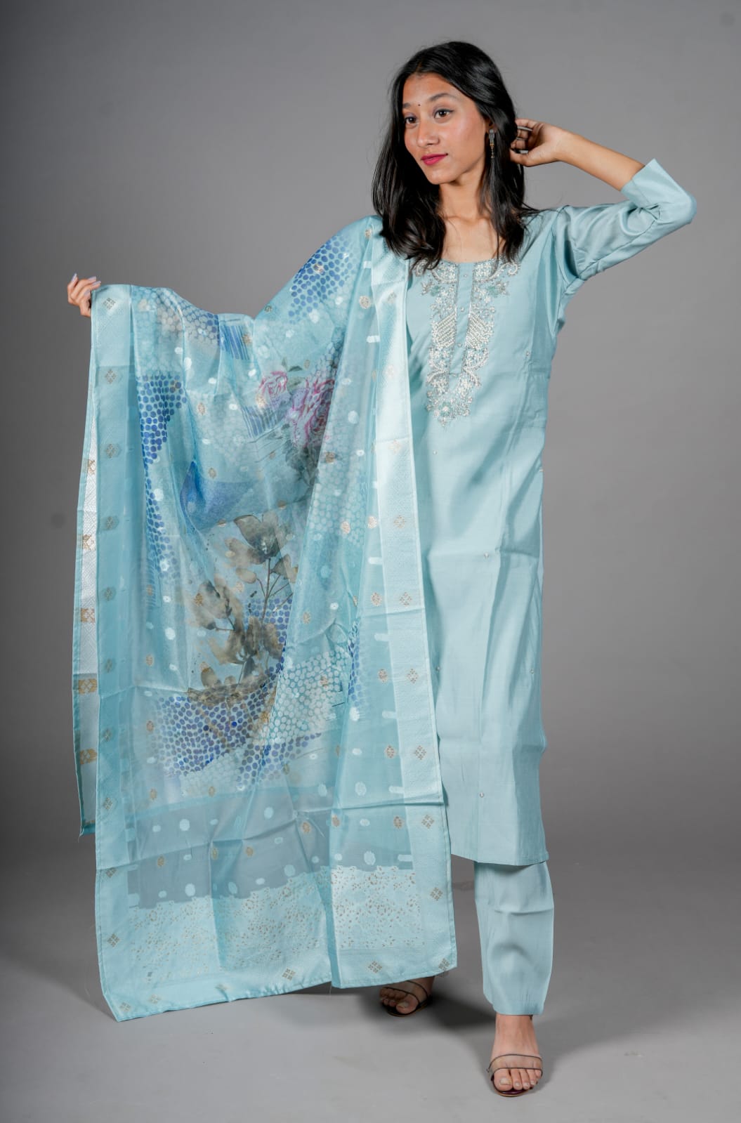 Cenote Blue Solid Kurta sets