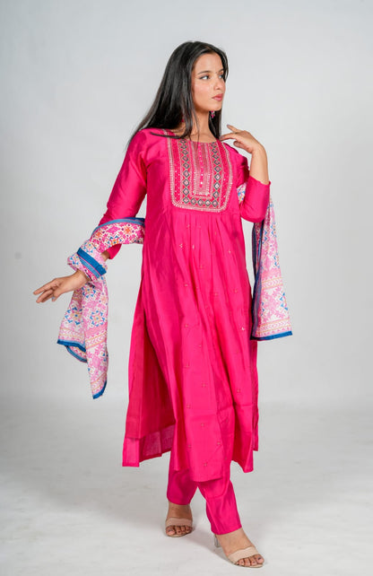 Barbie Pink colour Nyra Kurta Set