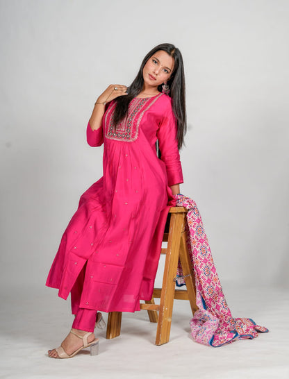 Barbie Pink colour Nyra Kurta Set