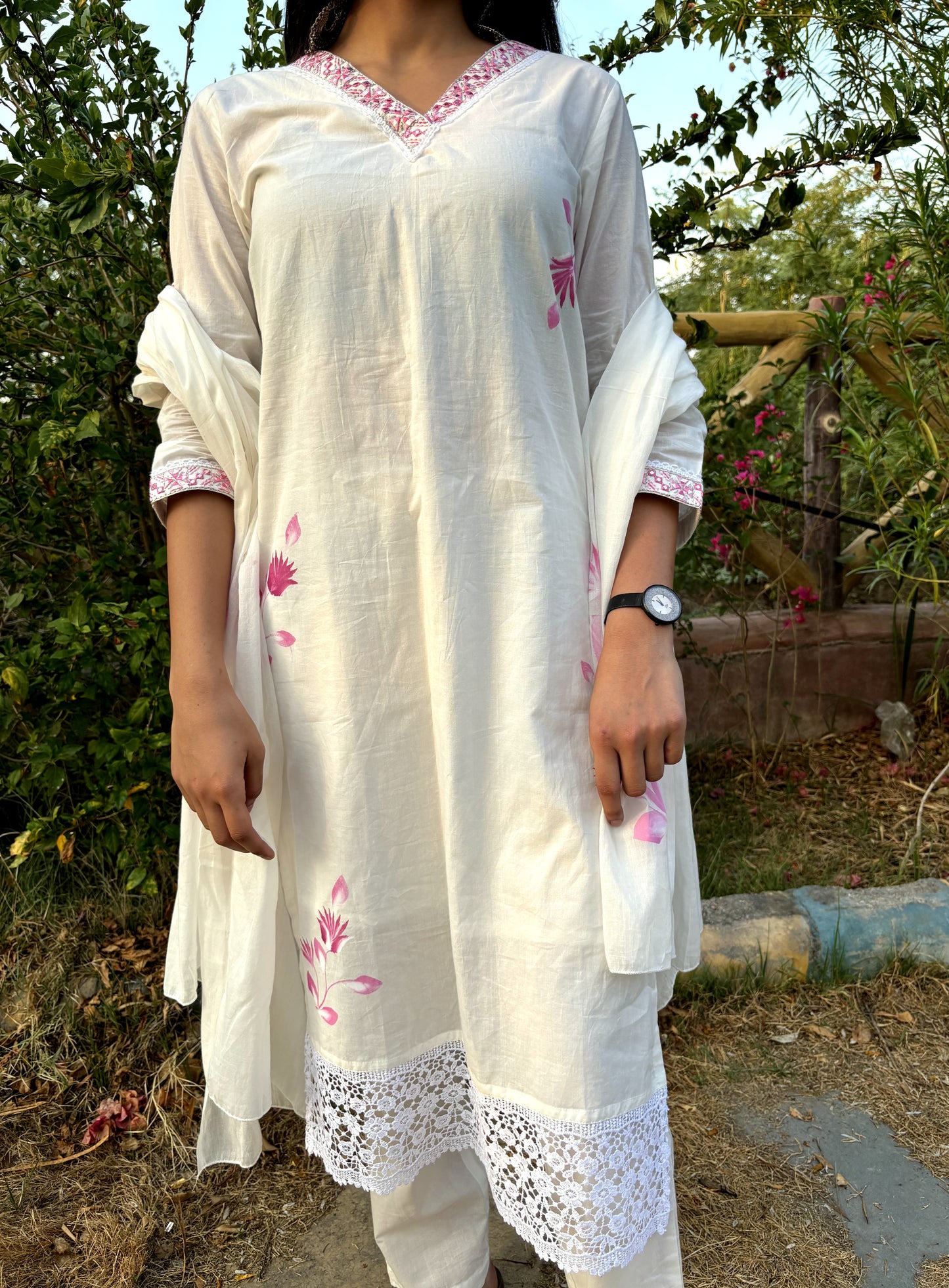 Off White Flex Cotton Kurta Sets